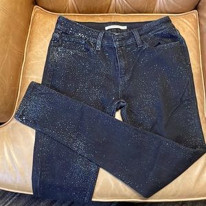 Levis 535 super skinny, womens 28 w x 30 L, black w/silver jeans, excellent cond